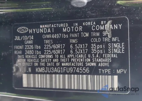 2015 Hyundai Tucson Se из США, поврежденный, VIN KM8JU3AG1FU974556